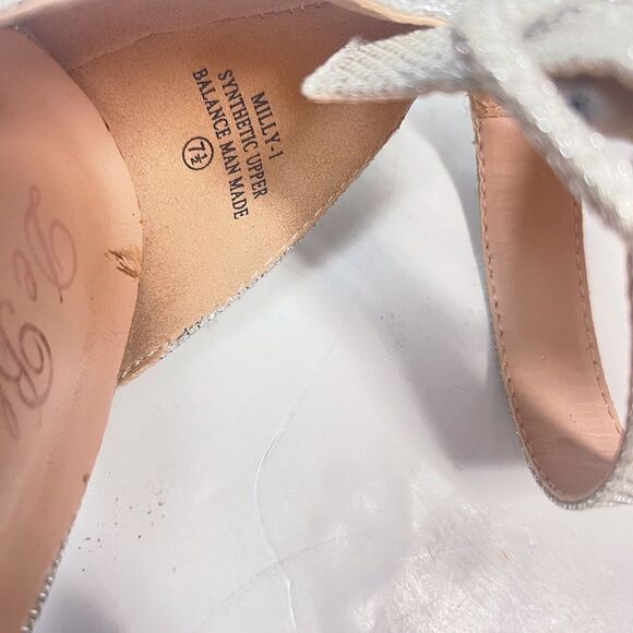 De Blossom Collection Emily Womens Silver Rhinestone Heels Ankle Strap  7.5 - Picture 8 of 9